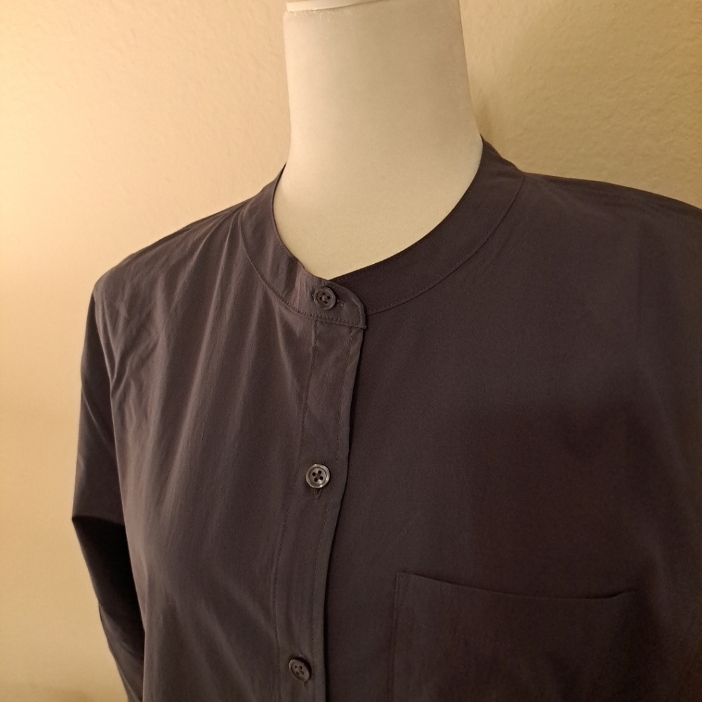Athleta Button Down Long Sleeve Mini Dress Womens Large Purple Performan…